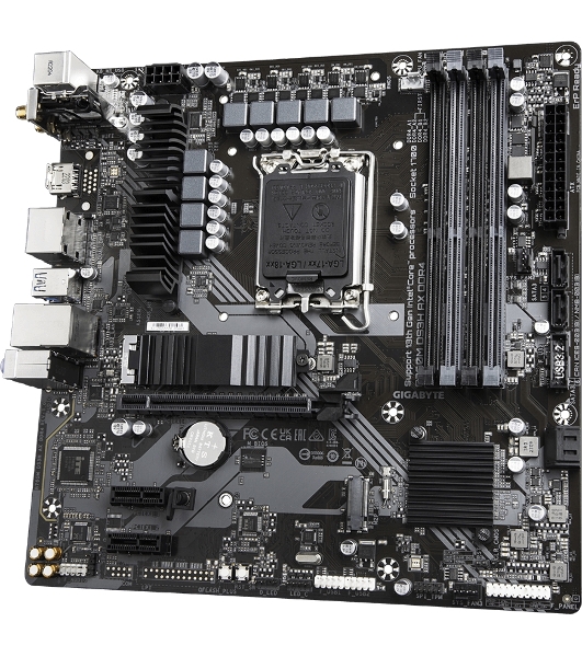 Материнская плата Gigabyte B760M DS3H AX DDR4 (V1.2/V1.3), LGA 1700, Intel B760, 4xDDR4, 4xSATA, 2xM.2, 1xPCI-E 4.0 x16, 2xPCI-E 4.0 x1, 1xHDMI, 2xDP, 1x 2.5Gb LAN, 3xUSB 3.2 Gen 1, 2xUSB 2.0, 3x3.5 мм, 7.1, Micro-ATX