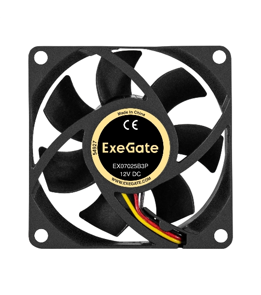 Вентилятор для корпуса ExeGate EX07025B3P черный, 70 мм, 4000 об/мин, 40.5 дБ, 3 pin