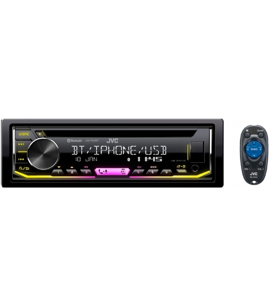 Автомагнитола JVC KD-T902BT, 1 DIN, CD, Bluetooth, USB Type-A, AUX, пульт ДУ, съёмная панель