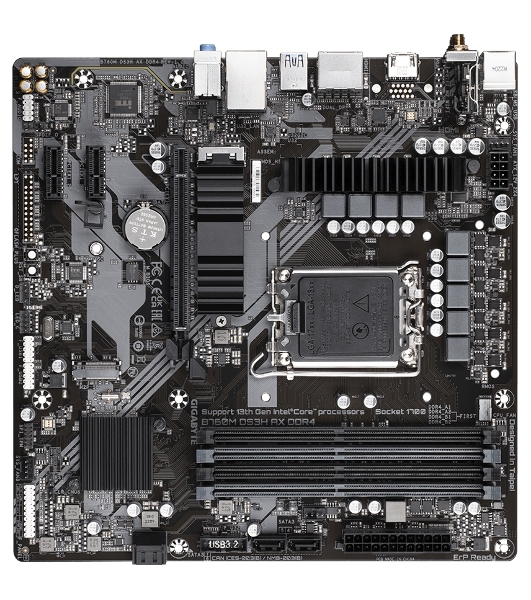 Материнская плата Gigabyte B760M DS3H AX DDR4 (V1.2/V1.3), LGA 1700, Intel B760, 4xDDR4, 4xSATA, 2xM.2, 1xPCI-E 4.0 x16, 2xPCI-E 4.0 x1, 1xHDMI, 2xDP, 1x 2.5Gb LAN, 3xUSB 3.2 Gen 1, 2xUSB 2.0, 3x3.5 мм, 7.1, Micro-ATX
