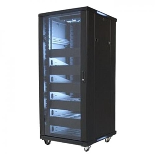 Телекоммуникационный шкаф Wize W27UR (Рэковая стойка)19”, высота 27U, габариты 1388х600х610 мм, вентиляция, колесики, макс. вес нагрузки 798 кг, сталь, черный