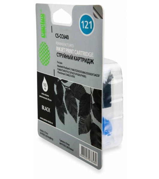 Картридж струйный Cactus CS-CC640 №121 черный (6 мл.) для HP DJ D1663/D2563/D2663/D5563/F2423/F2483/F2493/F4213/F4275/F4283/F4583/PS C4683/C4783