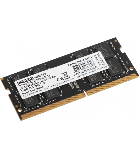 Оперативная память AMD Radeon R7, 32GB, DDR4, 2666MHz, CL19, SO-DIMM