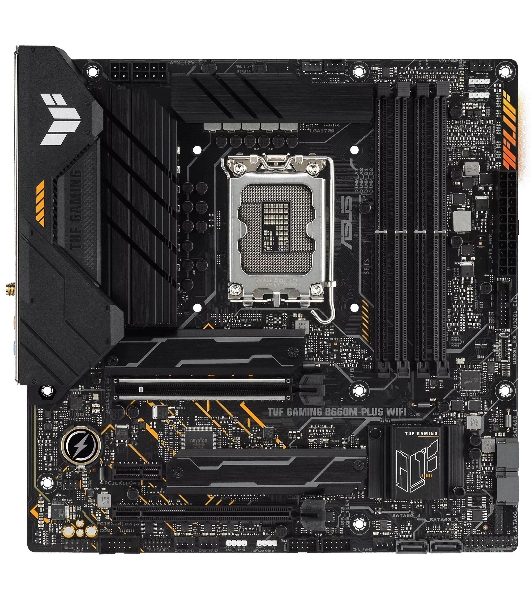 Материнская плата ASUS TUF GAMING B660M-PLUS WIFI, LGA 1700, Intel B660, 4xDDR5, 4xSATA, 2xM.2, 1xPCIe 5.0 x16, 1xPCIe 3.0 x4, 1xPCIe x1, 1xDP, 1xHDMI, 1x 2.5Gb LAN, 4xUSB-A 3.2 Gen 2, 1xUSB-A 3.2 Gen 1, 2xUSB 2.0, 1xUSB-C 3.2 Gen 2x2, 5x3.5 мм, 7.1, mATX