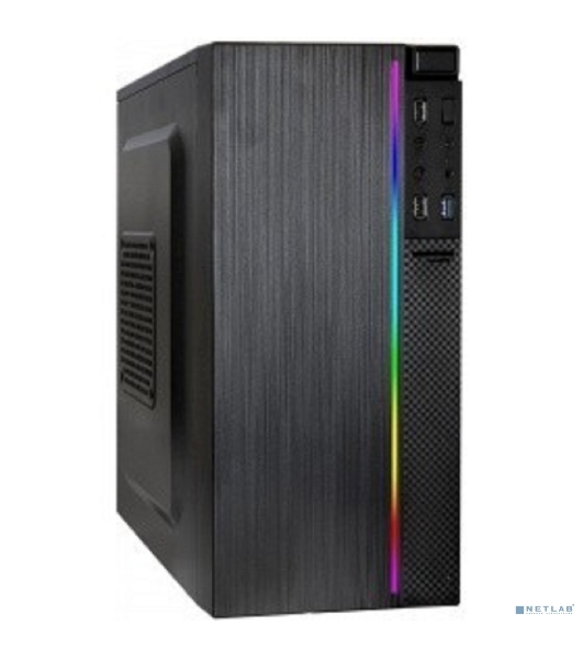 Компьютерный корпус Minitower ExeGate mEVO-9302-RGb-500W-12 (mATX, БП 500NPX с вент. 12см, 2хUSB+1хUSB 3.0, HD аудио, черный с RGb подсветкой)