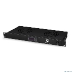 Вентиляторный модуль Cabeus, 19', 220V, 1U, 45х480х170 мм (ВхШхГ), вентиляторов: 2, поток: 300 м3/ч, для шкафов, черный, фото 1