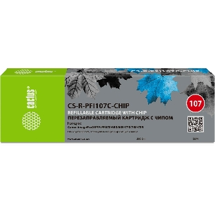 Картридж перезаправляемый струйный Cactus CS-R-PFI107C-CHIP голубой для Canon imageProGRAF iPF670/680/685/770/780/785