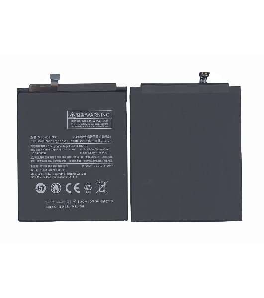 Аккумуляторная батарея BN31 для Xiaomi 5X, MDE6 3000mAh/11.55Wh 3,85V