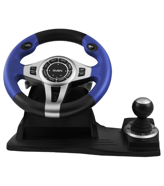 Руль черный SVEN GC-W600 (виброотдача, педали, джойстик, 12 кн., USB)