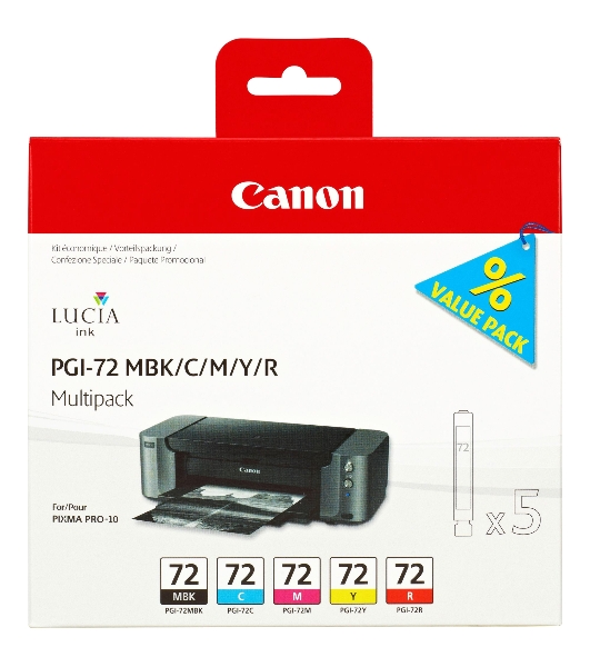 Картридж струйный CANON PGI-72 MBK/C/M/Y/R MULTIPACK (1640 стр. 13 мл) для CANON PRO-10