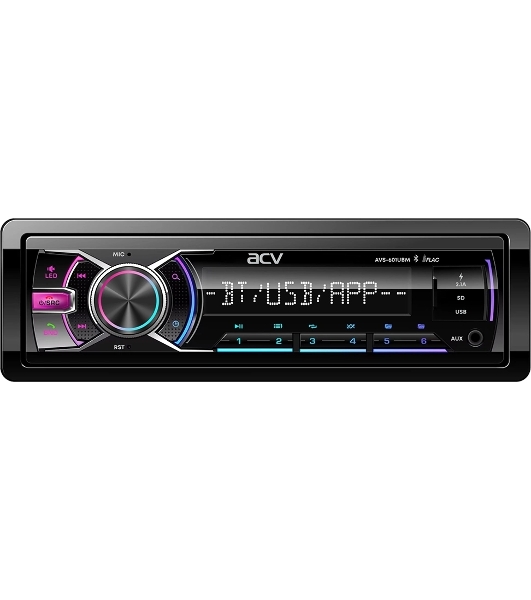 Автомагнитола ACV AVS-601UBM, 1 DIN, Bluetooth, USB Type-A, AUX, пульт ДУ