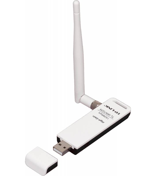 Адаптер TP-Link SOHO TL-WN722N 150Mbps High Gain Wireless N USB Adapter with Cradle, 1T1R, 2.4GHz, 802.11n/g/b, 1 detachable antenna