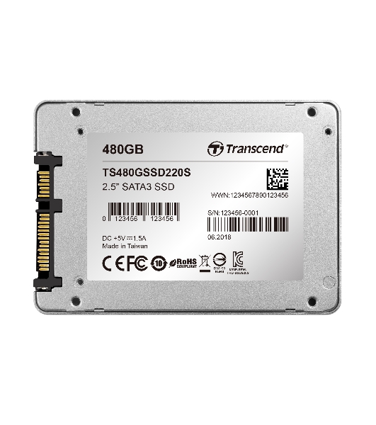 Накопитель SSD Transcend 220S, 480GB, 2.5', SATA, R/W 550/450