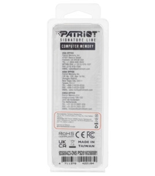 Оперативная память Patriot Signature Premium, DDR5, 16Gb (1x16 GB), 5600 MHz, CL46, DIMM, радиатор, черный