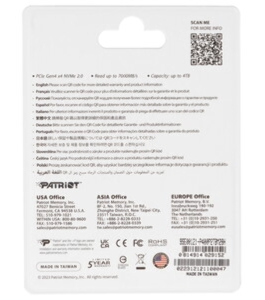 Накопитель SSD Patriot PCIe 4.0 x4 2Tb P400LP2KGM28H P400 Lite M.2 2280
