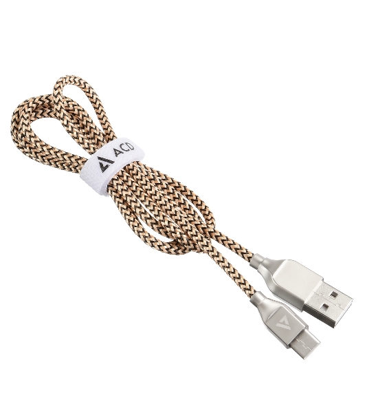 Кабель USB ACD-Titan Type-C ~ USB-A Нейлон, 1м, желто-черный