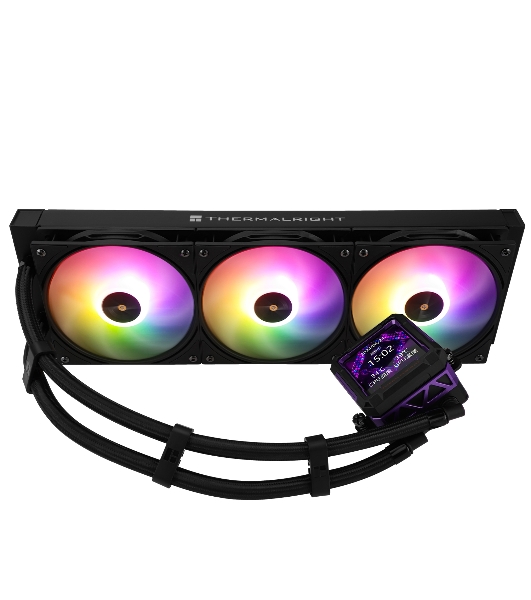 Водяное охлаждение для процессора Thermalright Frozen Warframe Pro 360 черный ARGb (360мм, черный, ARGb/Fans: 3x120мм, 70.84CFM, 29.8dBA, 2000RPM/Pump height 60мм, 23dBA, 3000RPM, Rad thickness 27mm/S: 1200, 1700, 1851, 2011, 2066, 115X, AM4, AM5)