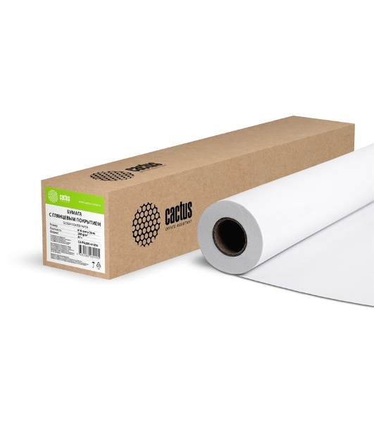Бумага Cactus CS-PG200-61030 24'(A1) 610мм-30м/200г/м2/белый глянцевое для струйной печати втулка:50.8мм (2')