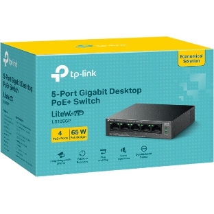 Коммутатор настольный TP-Link LS105GP с 5 гигабитными портами (4 порта PoE+)