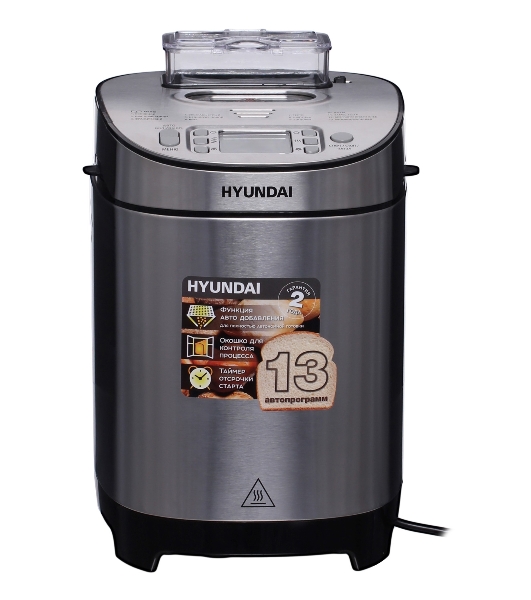 Хлебопечка Hyundai HYBM-M0313G серебристый/чёрный, 600 Вт, 0.9 кг, 13 программ