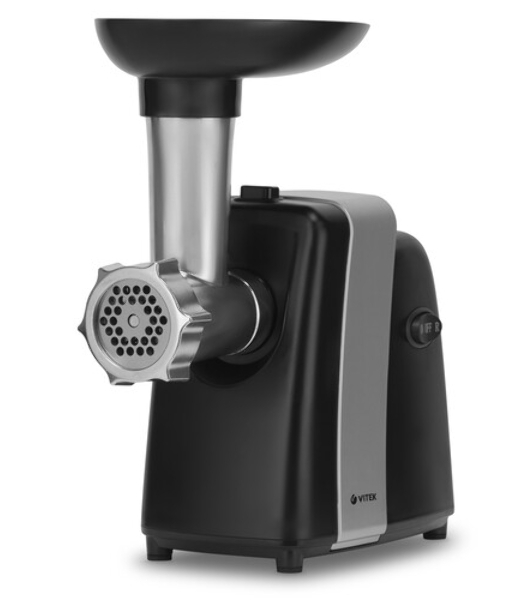 Мясорубка электрическая Vitek VT-3615 черный, 1700 Вт, 2.0 кг/мин, реверс, защита от перегрузки, насадки - 4