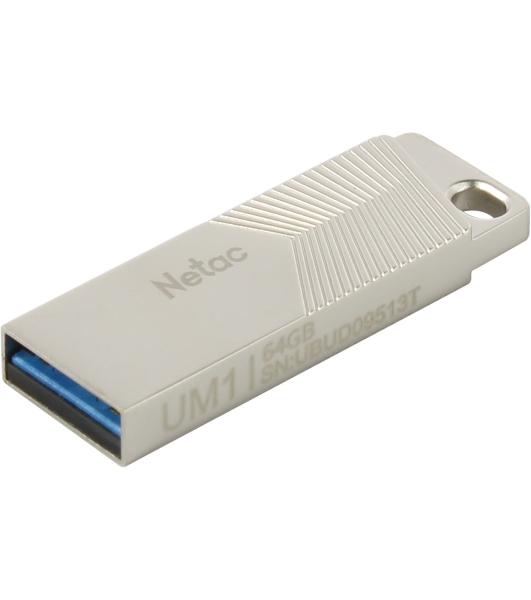 Флешка USB Netac UM1 (NT03UM1N-064G-32PN), 64Gb, USB 3.2, R/W 150/45, серебристый