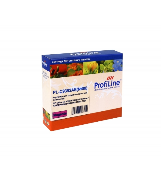 Картридж струйный ProfiLine PL-C9392AE №88 для принтеров HP Office jet HP Office jet K550/K550 dtn/K550dtwn/K5400/K5400dn/K8600/L7380/L7590 Magenta водные