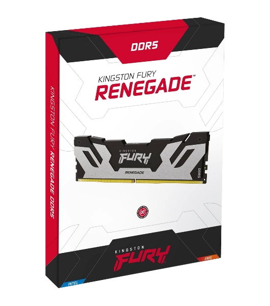 Оперативная память Kingston Fury Renegade, DDR5, 32Gb (1x32GB), 6400MHz, CL32, DIMM, радиатор, серебристый/черный