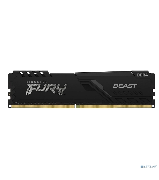 Оперативная память Kingston Fury Beast Black, DDR4, 16GB (1x16GB), 3200 MHz, CL16, с радиатором, черный