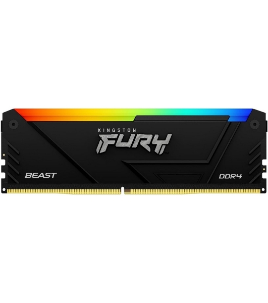 Оперативная память Kingston Fury Beast, DDR4, 16GB (1x16GB), 3600MHz, CL18, DIMM, с радиатором, RGB, черный
