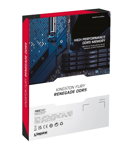 Оперативная память Kingston Fury Renegade, DDR5, 32Gb (1x32GB), 6400MHz, CL32, DIMM, радиатор, серебристый/черный
