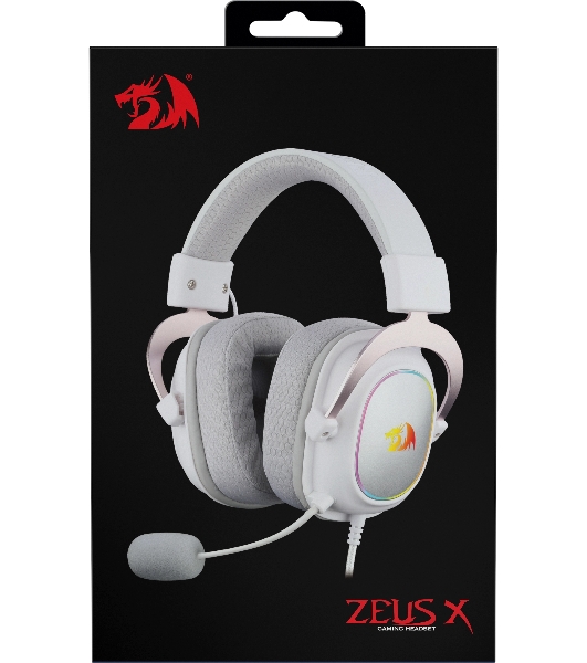 Игровая гарнитура REDRAGON ZEUS X белая (USB, 53 мм, 7.1, RGb подсветка)