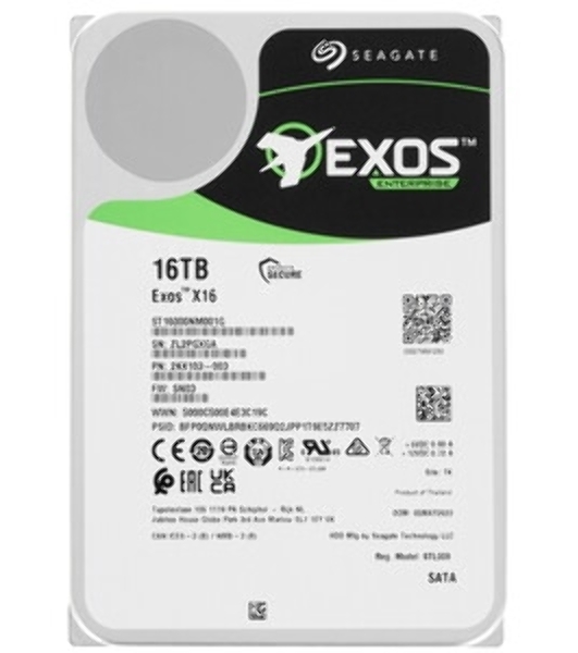 Жесткий диск HDD Seagate SATA 16Tb Exos X16 6Gb/s 7200 512Mb OFFICIAL RECERTIFIED 1 year warranty (replacement ST16000NM001G, ST16000NM000J, MG08ACA16TE, MG09ACA16TE, MG11ACA16TE, WUH721816ALE6L4)