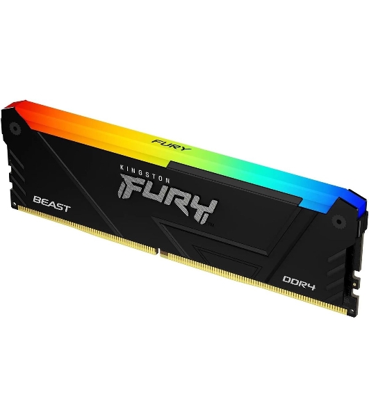 Оперативная память Kingston Fury Beast, DDR4, 16GB (1x16GB), 3600MHz, CL18, DIMM, с радиатором, RGB, черный
