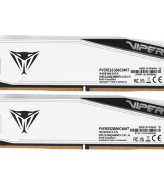 Оперативная память Patriot Viper Elite 5 TUF Gaming, DDR5, 32Gb (2x16 GB), 6000 MHz, CL36, DIMM, радиатор, RGB, белый