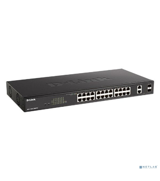 Коммутатор D-Link DGS-1100-26MPV2/A3A, 24×1 Гбит/с + 2×1 Гбит/с SFP, настраиваемый