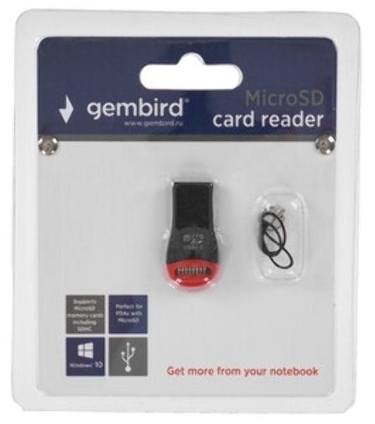 Кард-ридер Gembird FD2-MSD-2/белый/SD/SDHC/SDXC/TF/MicroSD/USB 2.0/USB Type-C (2.0)/пластик