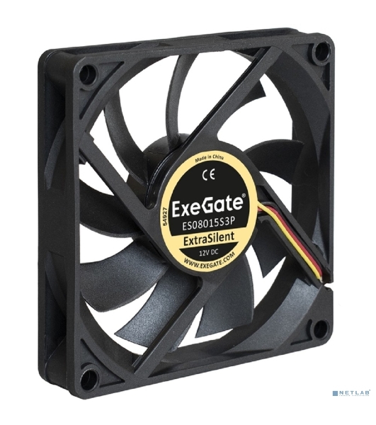Вентилятор для корпуса ExeGate ExtraSilent ES08015S3P черный, 80 мм, 1600 об/мин, 16.5 дБ, 3 pin