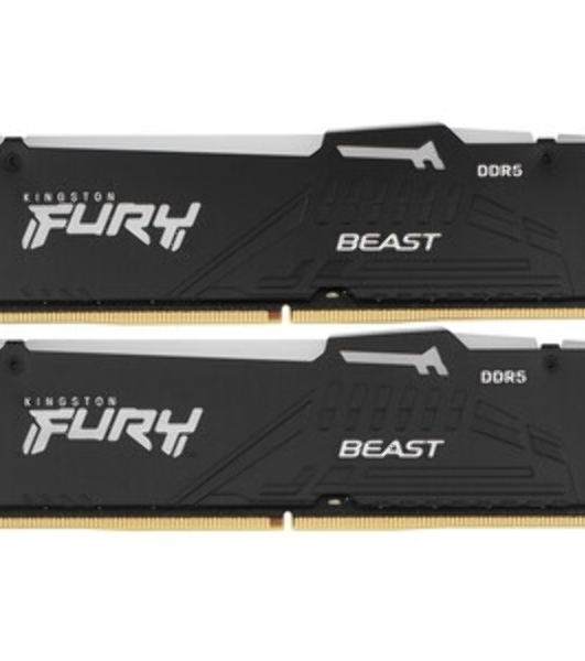 Оперативная память Kingston Fury Beast Black, DDR5, 64GB (2x32GB), 5200 MHz, CL40, с радиатором, чёрный
