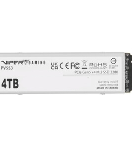 Накопитель SSD Patriot PV553, 4Tb, PCIe 5.0 x4, M.2 2280, NVMe, R/W 12400/11800, с активным охлаждением