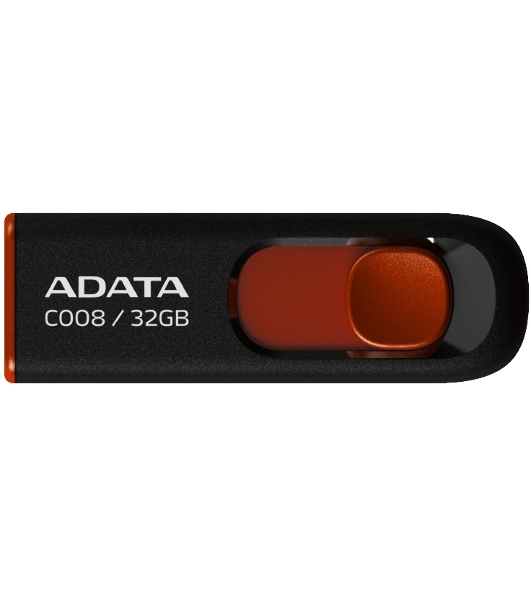 Флешка USB ADATA С008 (AC008-32G-RKD), 32Gb, USB 2.0, R/W 15/5, черный/красный