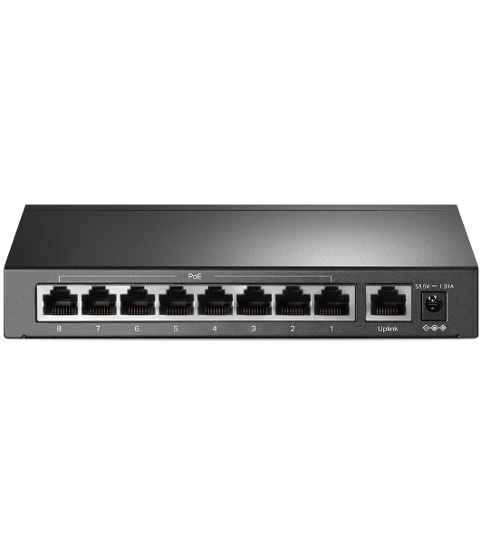 Коммутатор 9-port 10/100Mbps unmanaged switch with 8 PoE+ ports, compliant with 802.3af/at PoE, 65W PoE budget, support 250m Extend Mode, Priority mode and Isolation mode, desktop mount, plug and play.