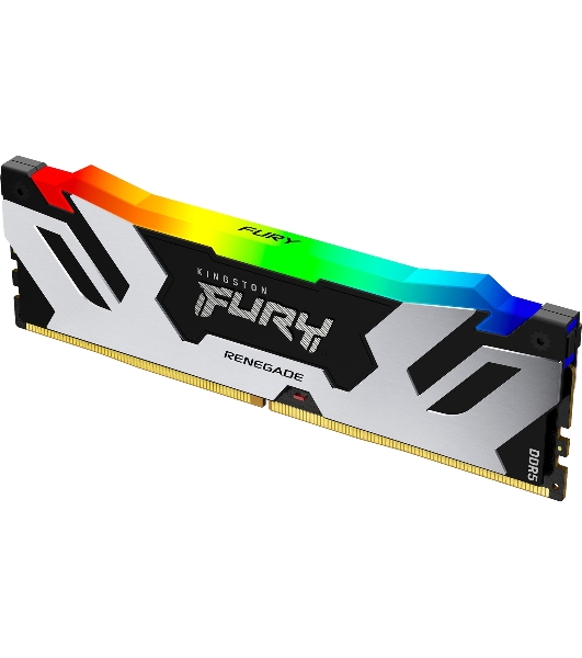 Оперативная память Kingston Fury Renegade, DDR5, 32Gb (1x32Gb), 6400MHz, CL32, DIMM, радиатор, RGB, серебристый/черный