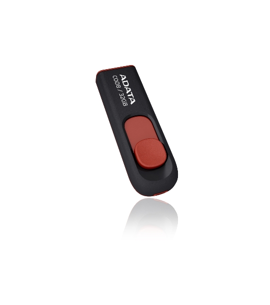 Флешка USB ADATA С008 (AC008-32G-RKD), 32Gb, USB 2.0, R/W 15/5, черный/красный