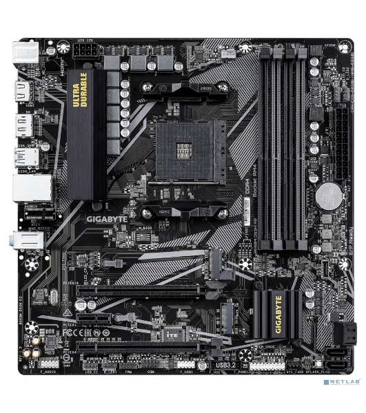 Материнская плата Gigabyte B550M DS3H R2, AM4, AMD B550, 4xDDR4, 4xSATA, 2xM.2, 1xPCIe 4.0 x16, 1xPCIe 3.0 x4, 1xPCIe 3.0 x1, 1xDP, 1xHDMI, 1x1Gb LAN, 4xUSB-A 5Gbps, 2xUSB-A 2.0, 3x3.5 мм, 7.1, mATX