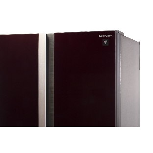 Холодильник Sharp SJ-GX98PRD темно-бордовый стекло трехкамерный Side by Side 394/211л морозилка снизу, No Frost, Side by Side