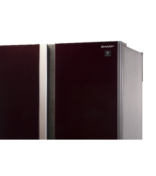Холодильник Sharp SJ-GX98PRD темно-бордовый стекло трехкамерный Side by Side 394/211л морозилка снизу, No Frost, Side by Side