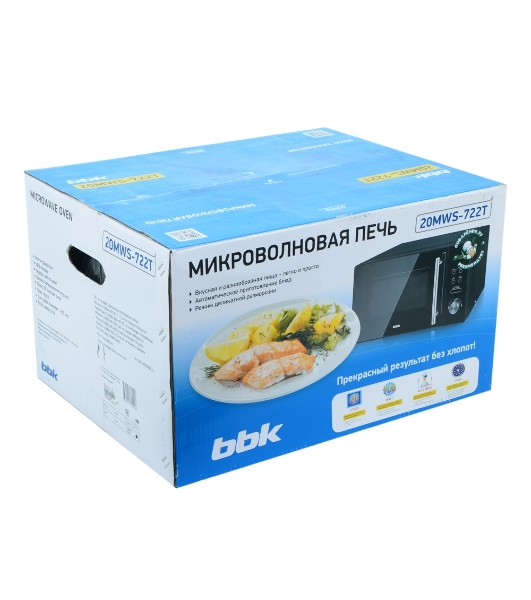 Микроволновая печь BBK 20MWS-722T/B-M/RU черный, 20 л, 700 Вт, переключатели - тактовый/сенсор