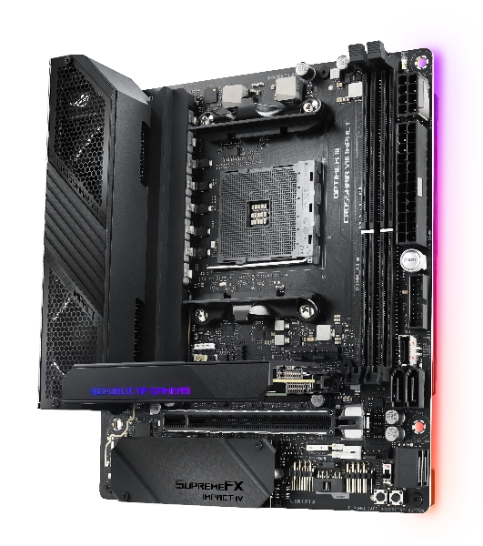 Материнская плата ASUS ROG CROSSHAIR VIII IMPACT, AM4, AMD X570, 2xDDR4, 4xSATA, 2xM.2, 1xPCIe 4.0 x16, 1x1Gb LAN, Wi-Fi 6, Bluetooth 5.0, 1xUSB-C 10Gbps, 5xUSB-A 10Gbps, 2xUSB-A 5Gbps, 7.1, Mini-DTX