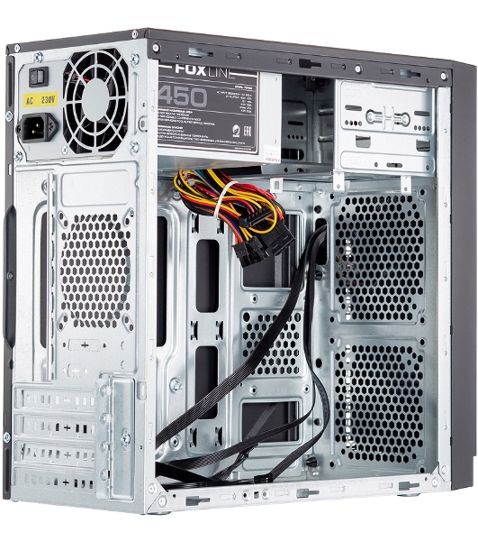 Компьютерный корпус Foxline FL-702, mATX, 1x5.25EXT, 1x3.5EXT, 2x3.5INT, 2xUSB 3.0, HDA, w/o FAN, w/450W ATX PSU, w/1.2m EU pwr cord